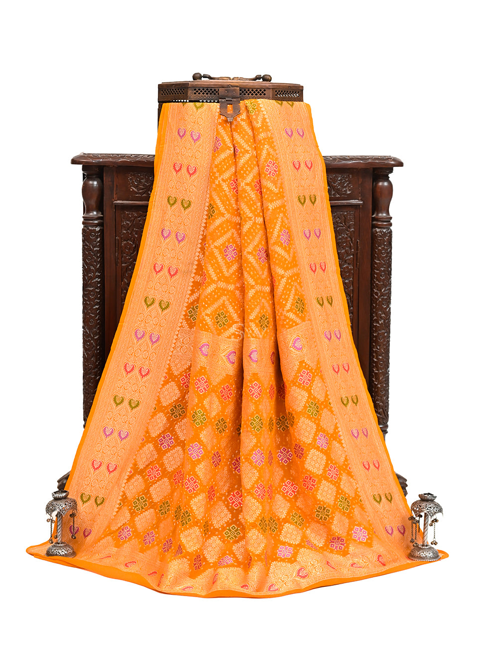 Mustard Bandhani Khaddi Georgette Handloom Banarasi Saree