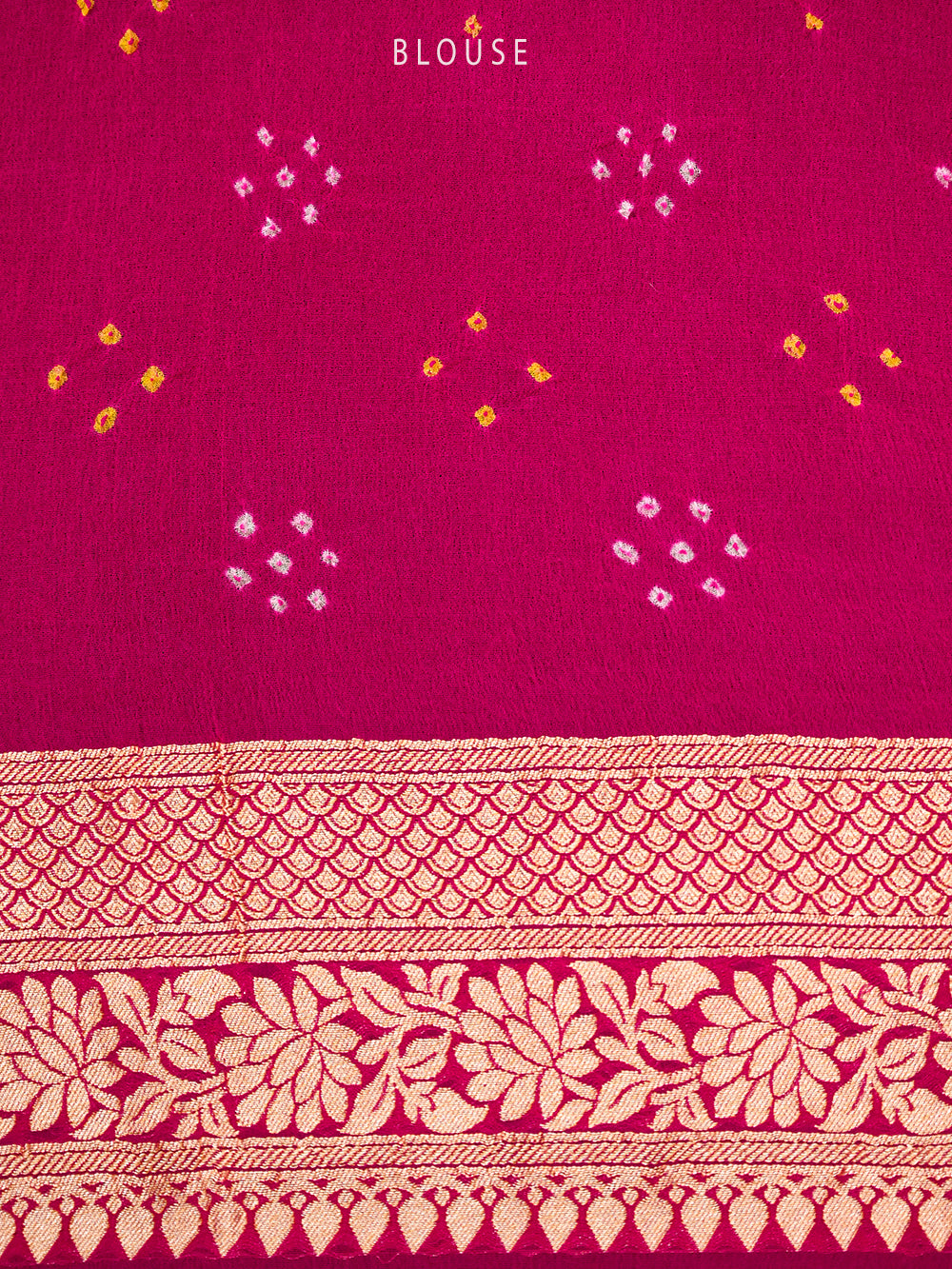 Magenta Bandhani Khaddi Georgette Handloom Banarasi Saree