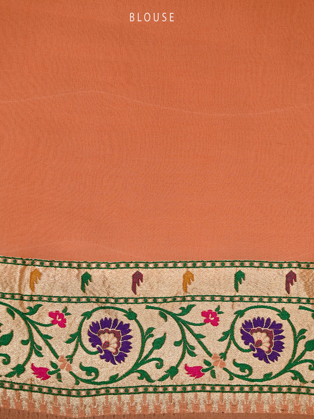 Peach Paithani Rangkat Khaddi Georgette Handloom Banarasi Saree - Sacred Weaves