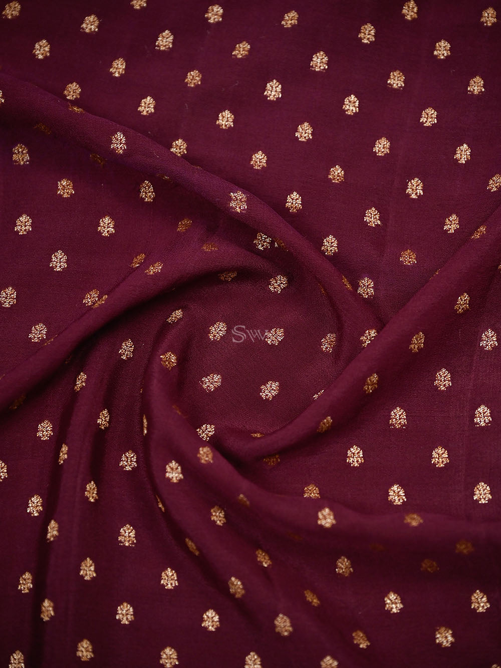 Brown Booti Crepe Silk Handloom Banarasi Saree - Sacred Weaves