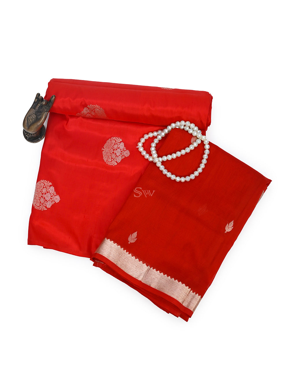 Red Katan Silk Handloom Banarasi Suit