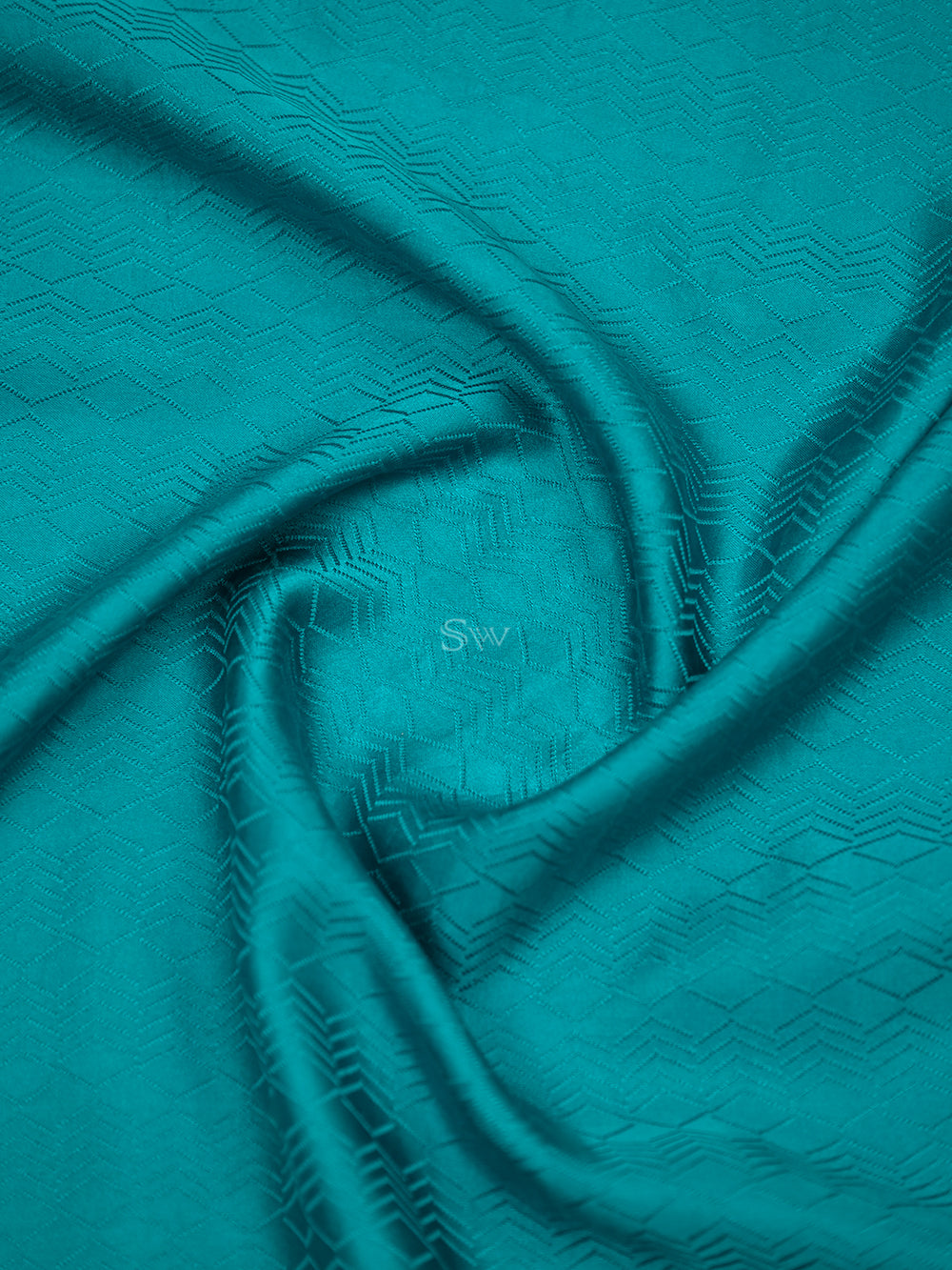 Teal Blue Satin Silk Handloom Banarasi Saree - Sacred Weaves