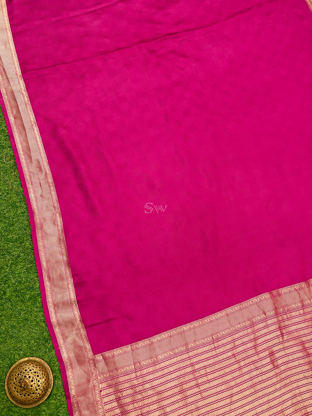 Dark Magenta Satin Silk Handloom Banarasi Saree - Sacred Weaves