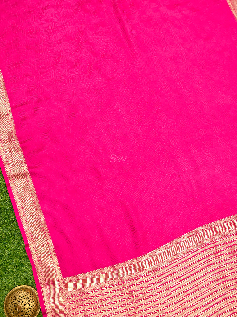 Magenta Satin Silk Handloom Banarasi Saree - Sacred Weaves