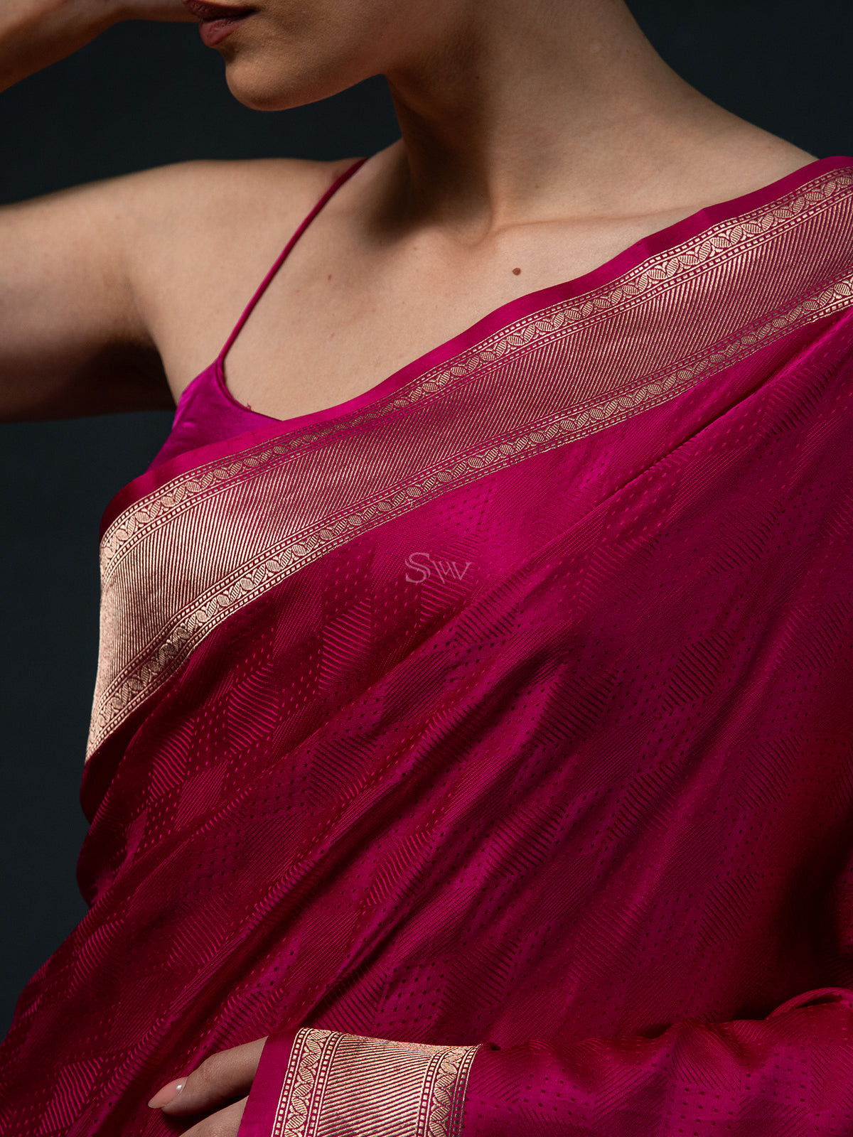 Magenta Satin Tanchoi Handloom Banarasi Saree