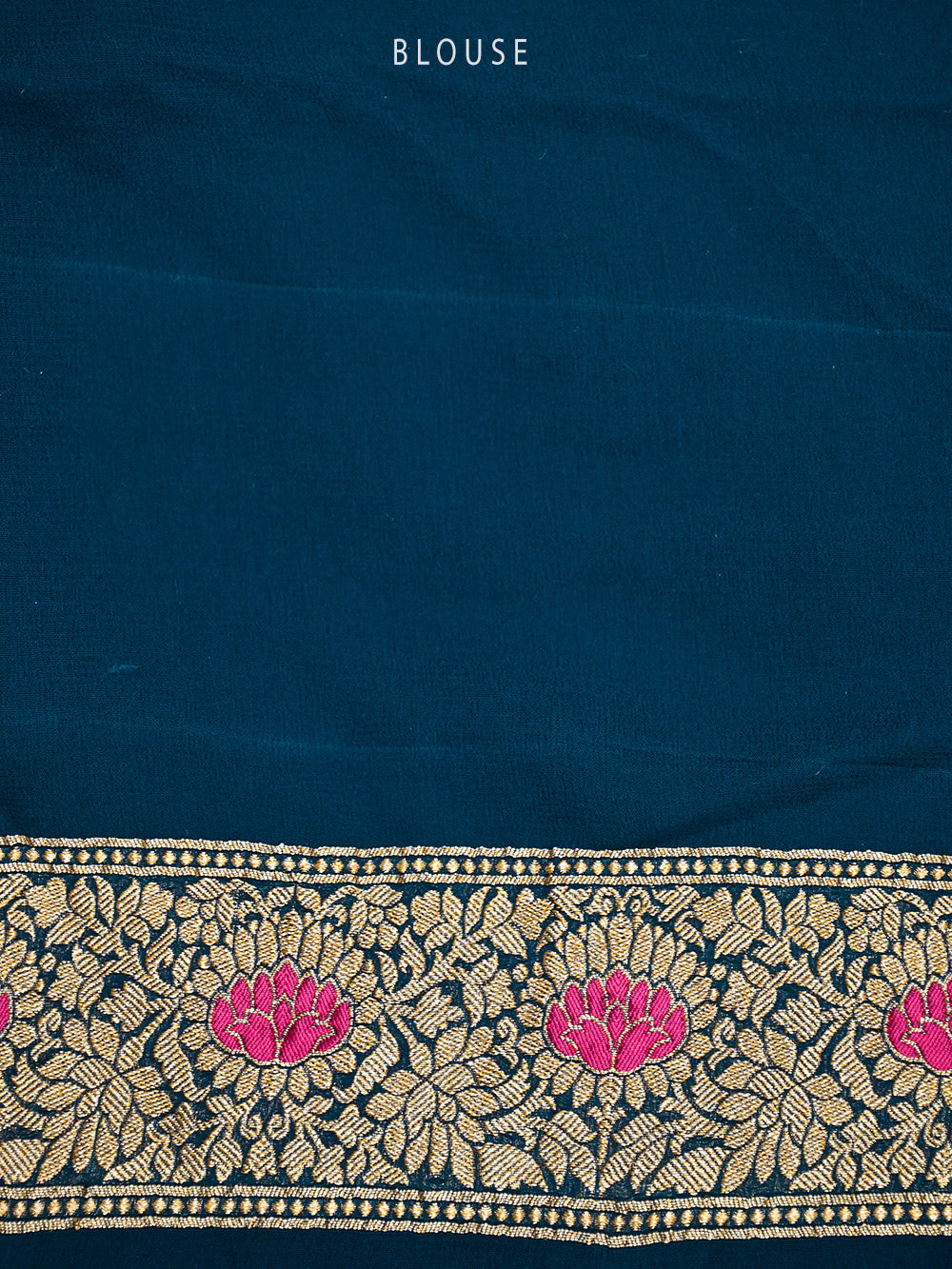 Midnight Blue Meenakari Jaal Khaddi Georgette Handloom Banarasi Saree - Sacred Weaves