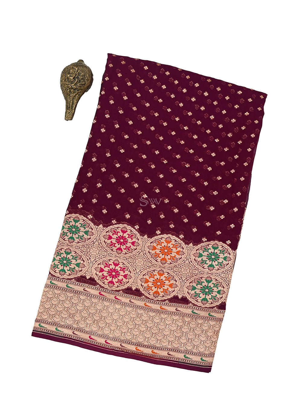 Wine Booti Khaddi Georgette Handloom Banarasi Saree