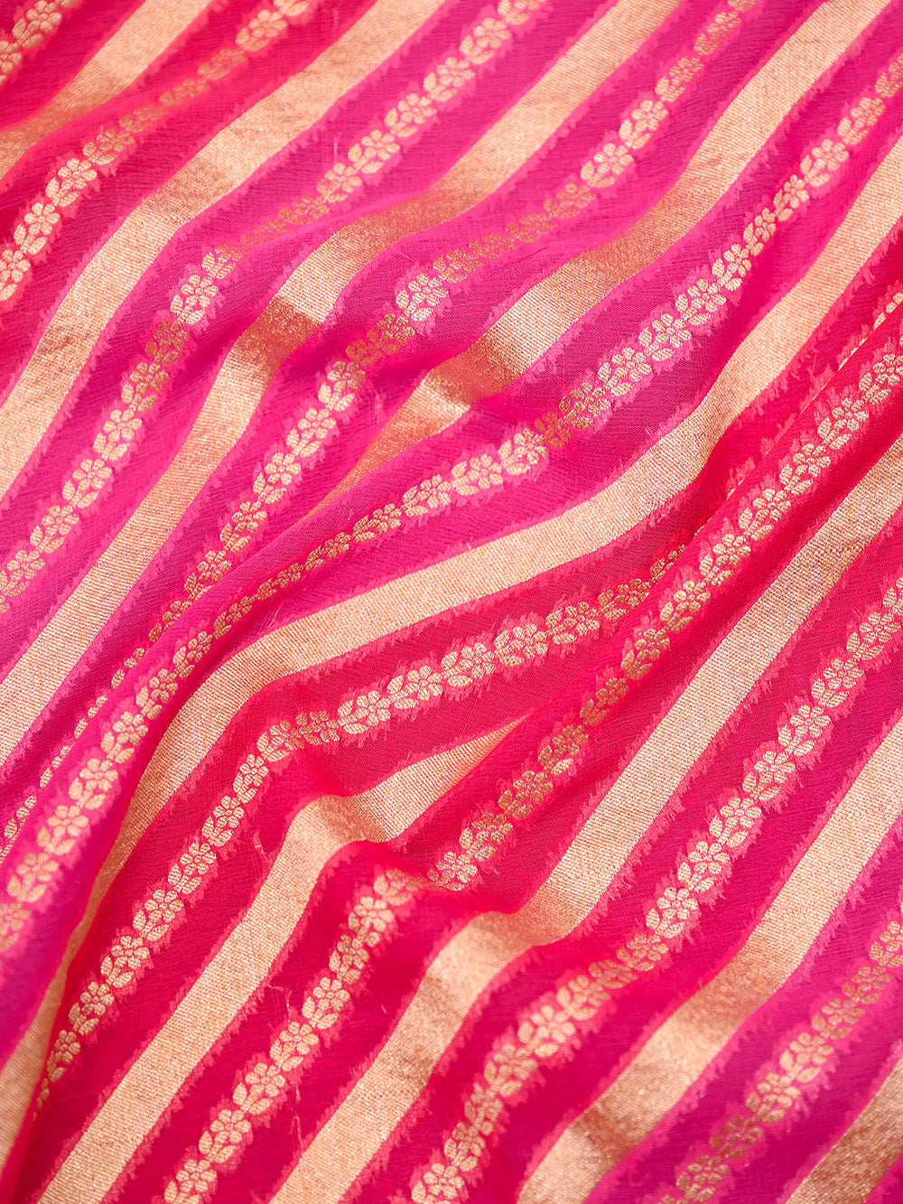 Pink Peach Rangkat Khaddi Georgette Handloom Banarasi Saree - Sacred Weaves