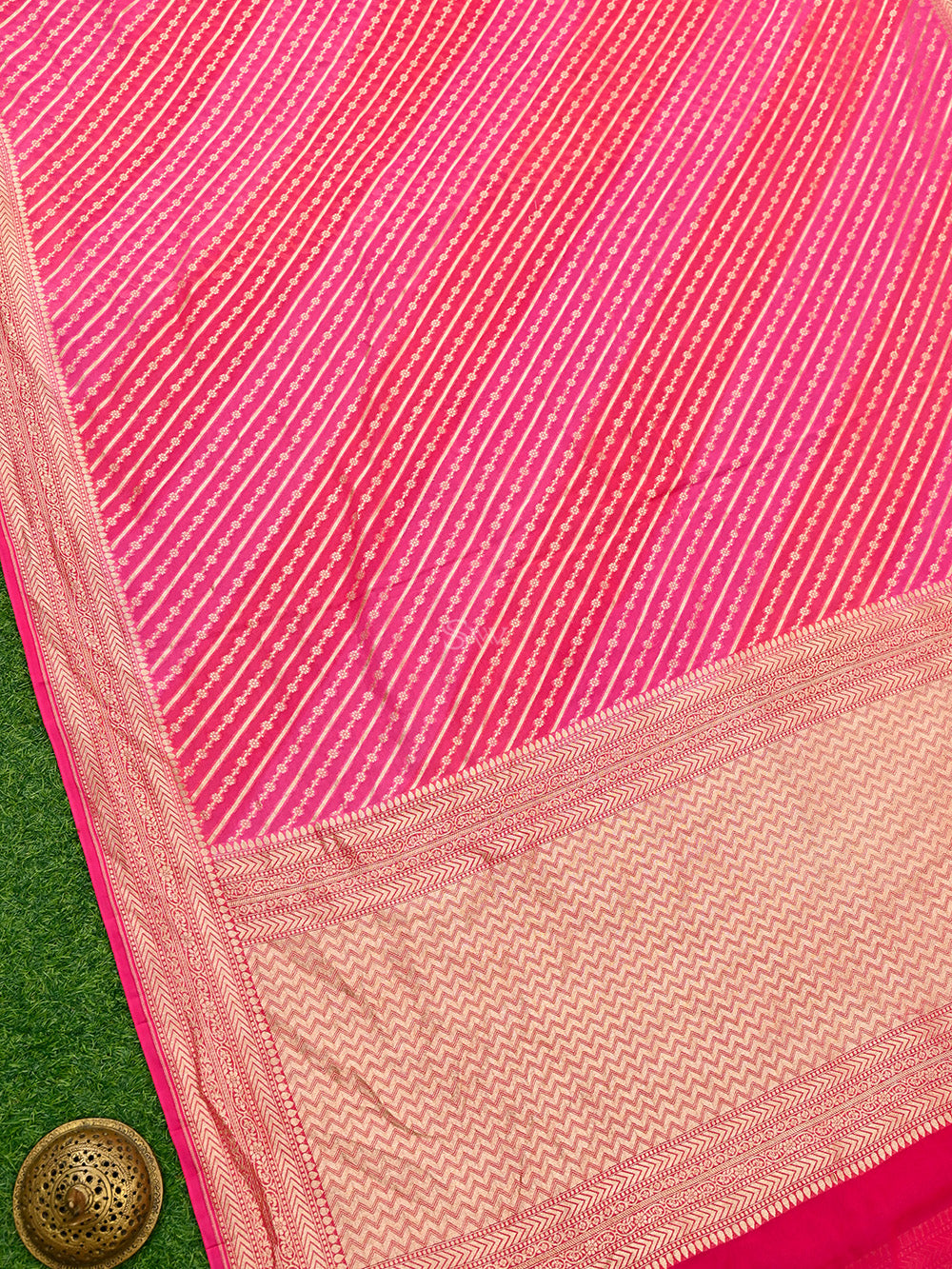 Pink Rangkat Khaddi Georgette Handloom Banarasi Saree - Sacred Weaves