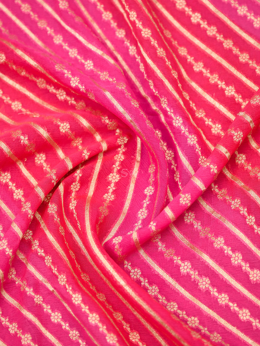 Pink Rangkat Khaddi Georgette Handloom Banarasi Saree - Sacred Weaves