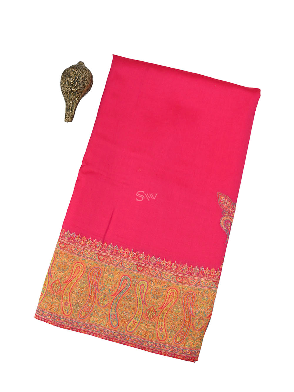 Magenta Pashmina Moonga Silk Handloom Banarasi Saree