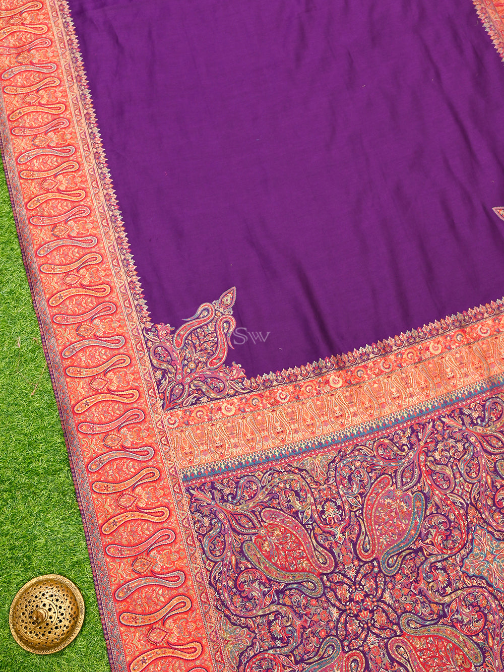 Purple Pashmina Moonga Silk Handloom Banarasi Saree - Sacred Weaves