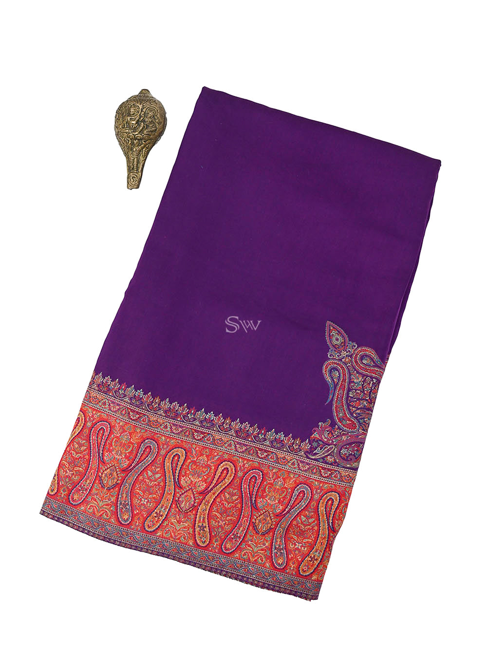 Purple Pashmina Moonga Silk Handloom Banarasi Saree