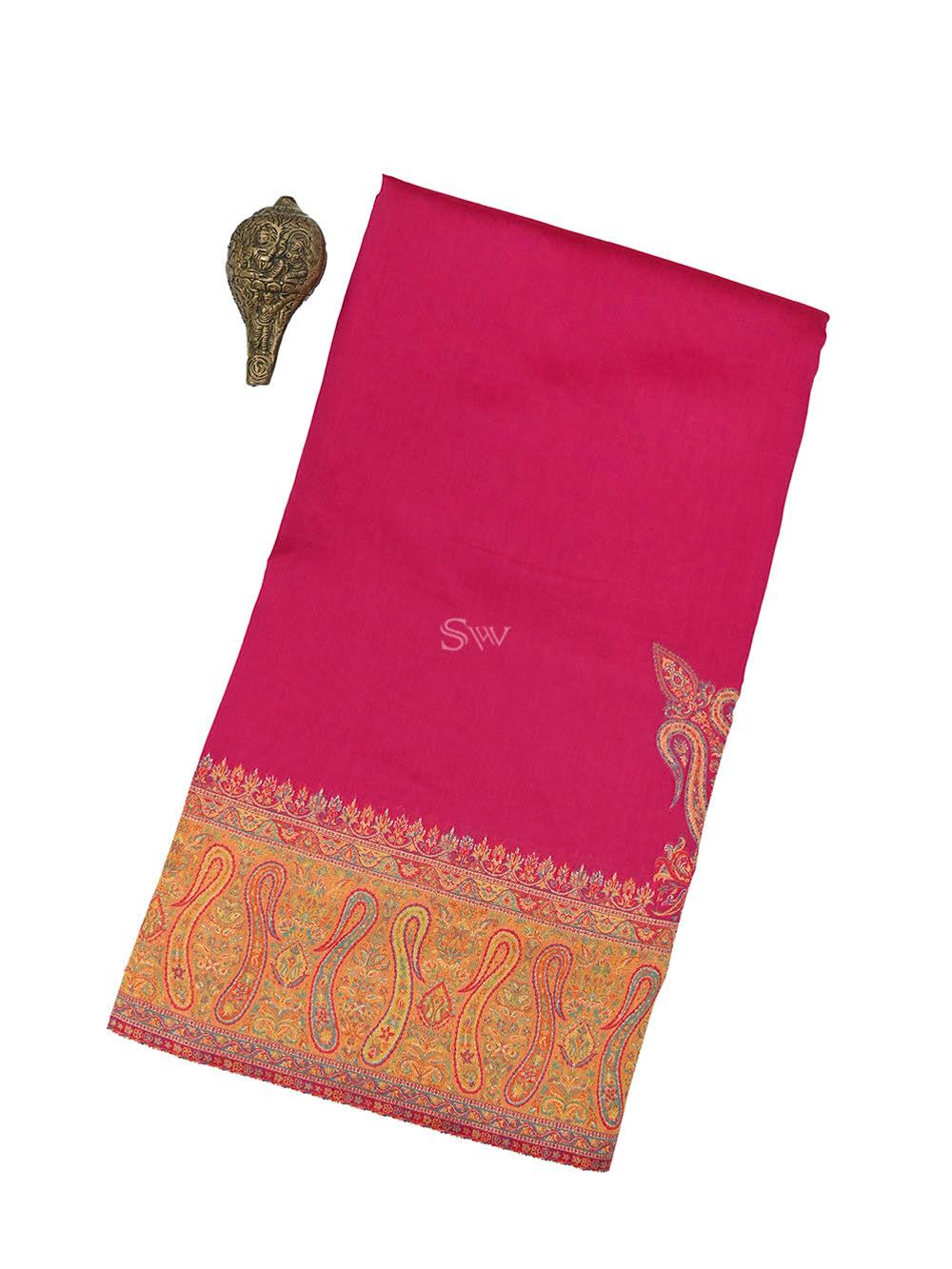 Magenta Pashmina Moonga Silk Handloom Banarasi Saree