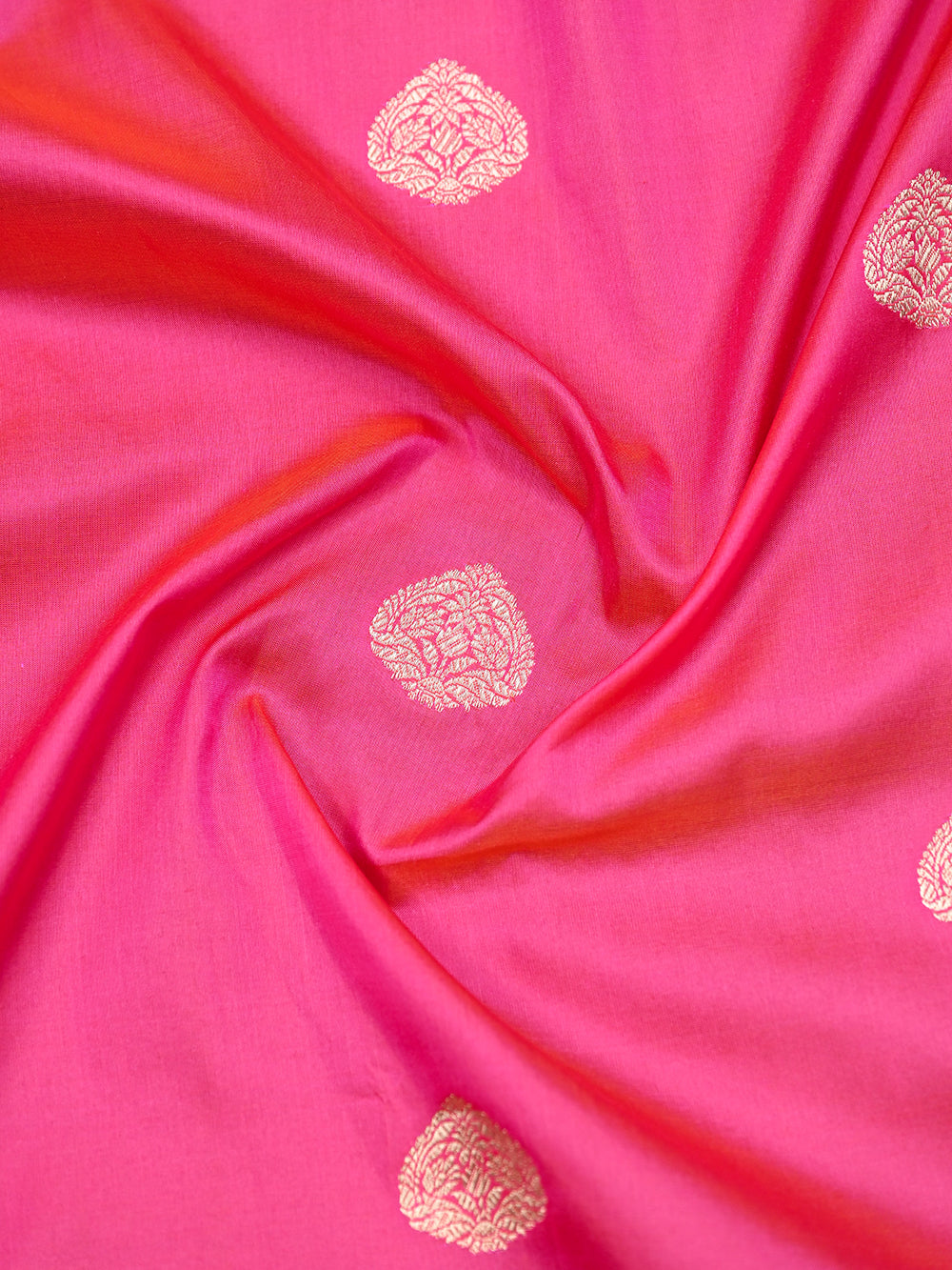 Magenta Orange Booti Katan Silk Handloom Banarasi Dupatta - Sacred Weaves