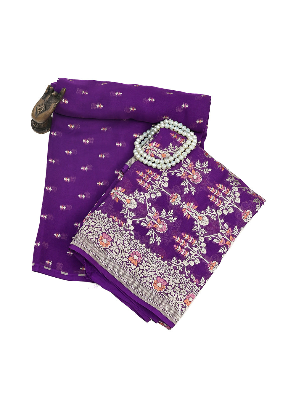 Purple Meenakari Khaddi Georgette Handloom Banarasi Suit