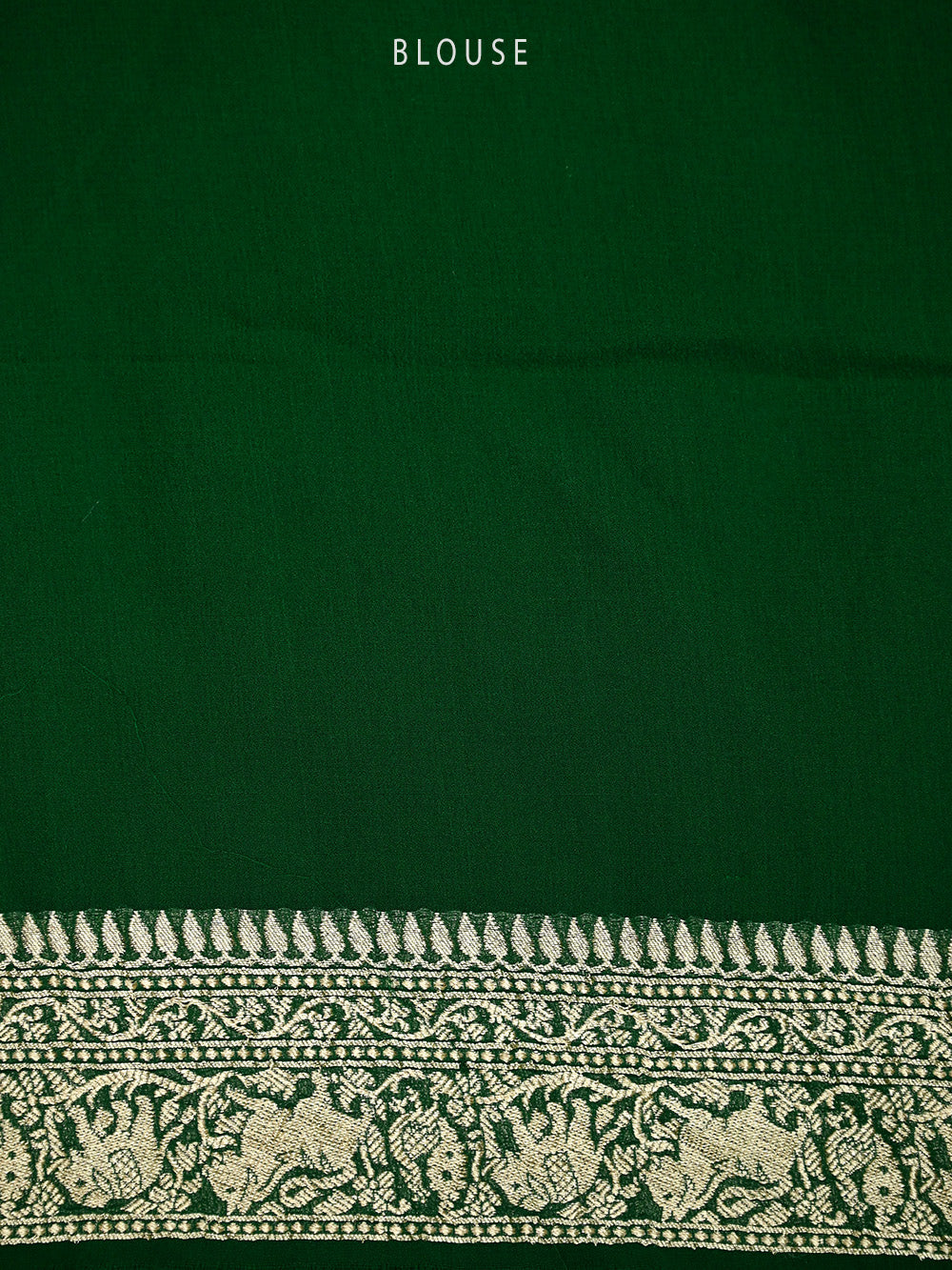 Bottle Green Shikargah Khaddi Georgette Handloom Banarasi Saree - Sacred Weaves