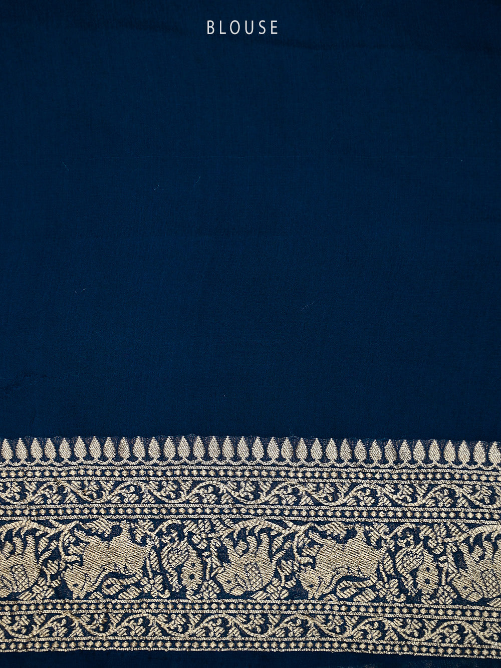 Midnight Blue Shikargah Khaddi Georgette Handloom Banarasi Saree - Sacred Weaves