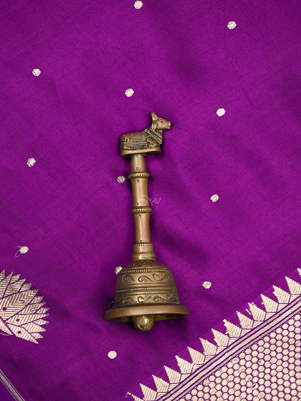 Purple Booti Katan Silk Handloom Banarasi Saree - Sacred Weaves