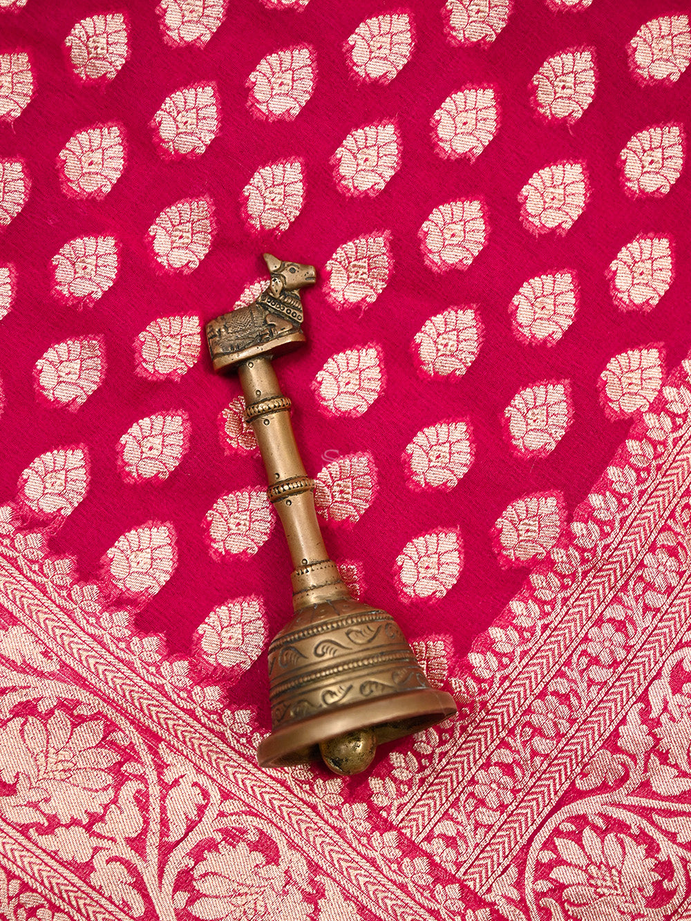 Magenta Booti Khaddi Georgette Handloom Banarasi Saree - Sacred Weaves