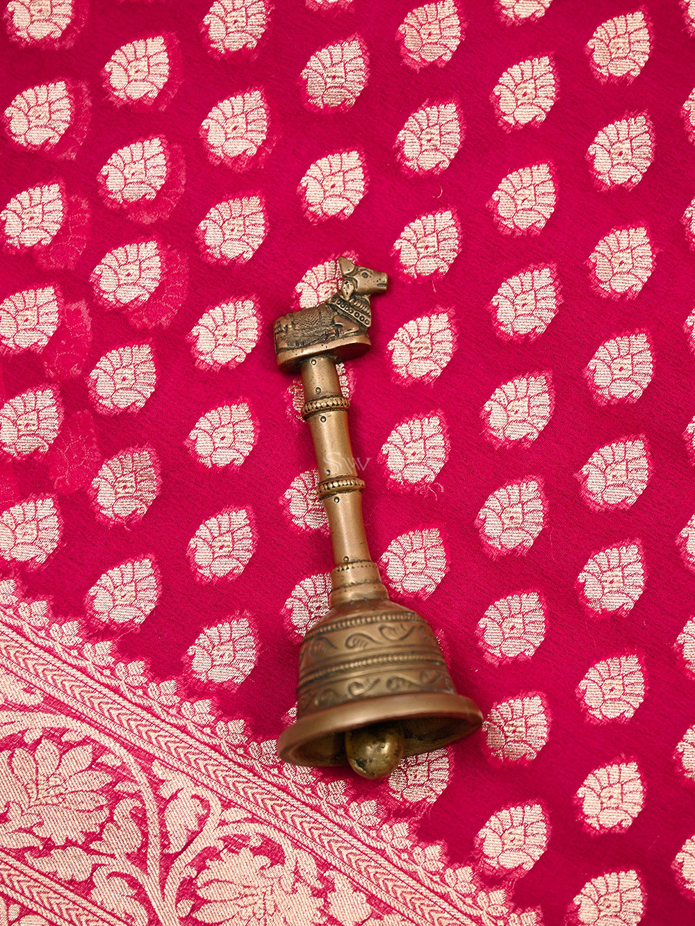 Magenta Booti Khaddi Georgette Handloom Banarasi Saree - Sacred Weaves