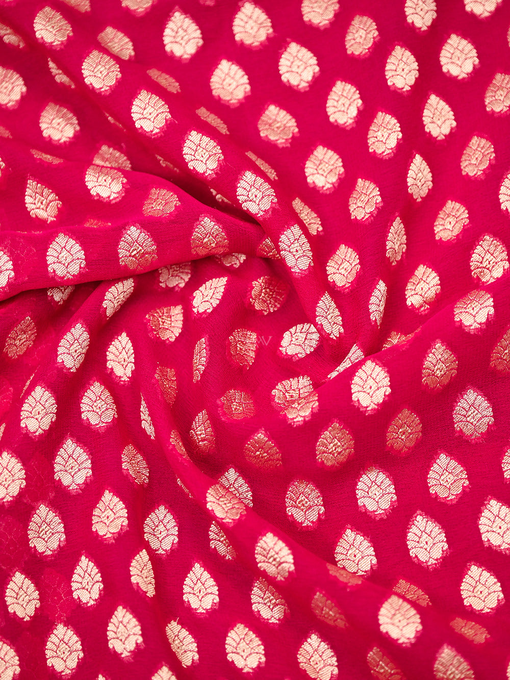 Magenta Booti Khaddi Georgette Handloom Banarasi Saree - Sacred Weaves