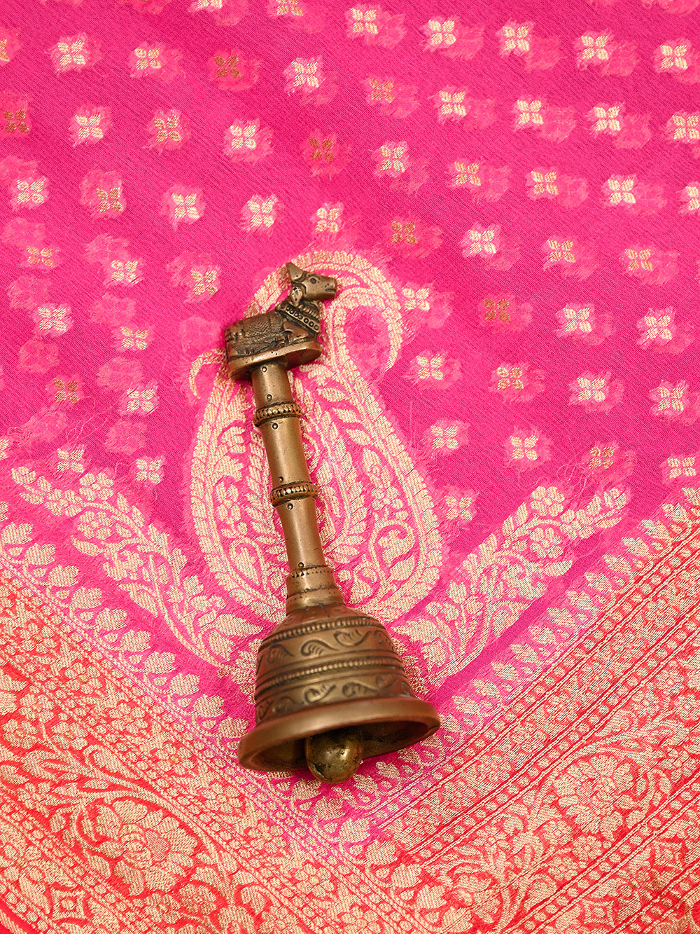 Bright Pink Konia Khaddi Georgette Handloom Banarasi Saree - Sacred Weaves