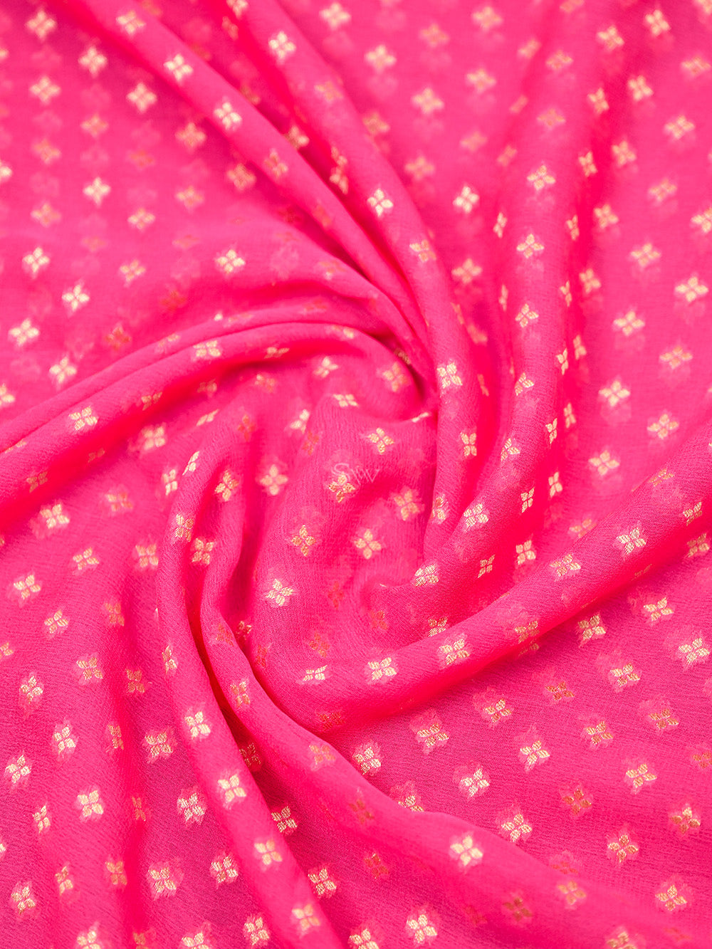 Bright Pink Konia Khaddi Georgette Handloom Banarasi Saree - Sacred Weaves