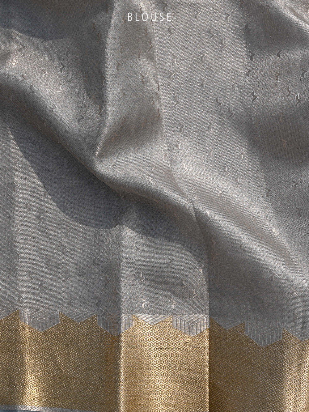 Bluish Grey Tissue Brocade Handloom Banarasi Saree