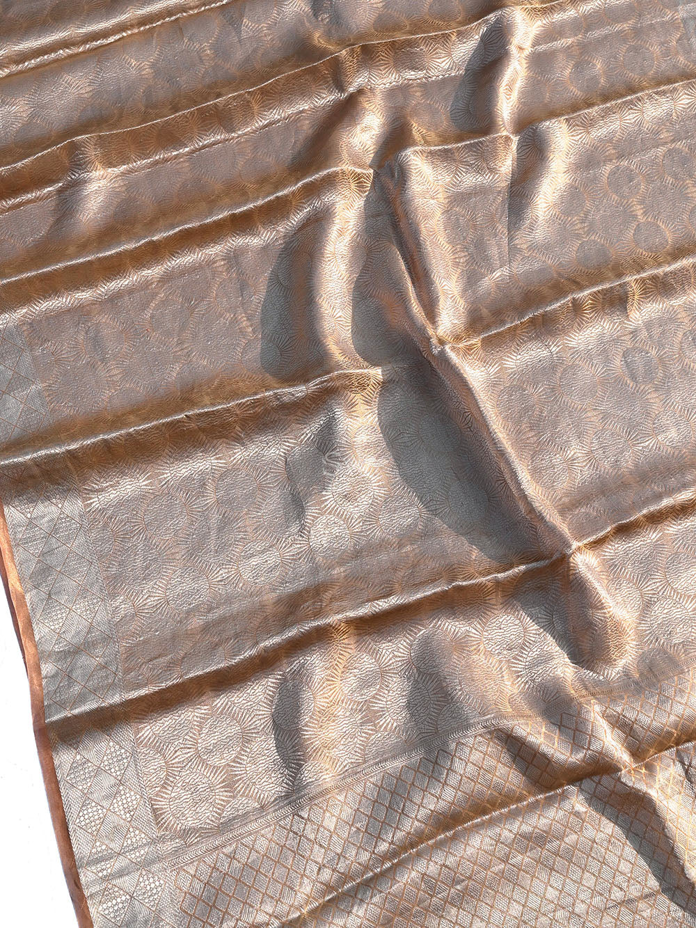 Pastel Brown Tissue Brocade Handloom Banarasi Saree - Sacred Weaves