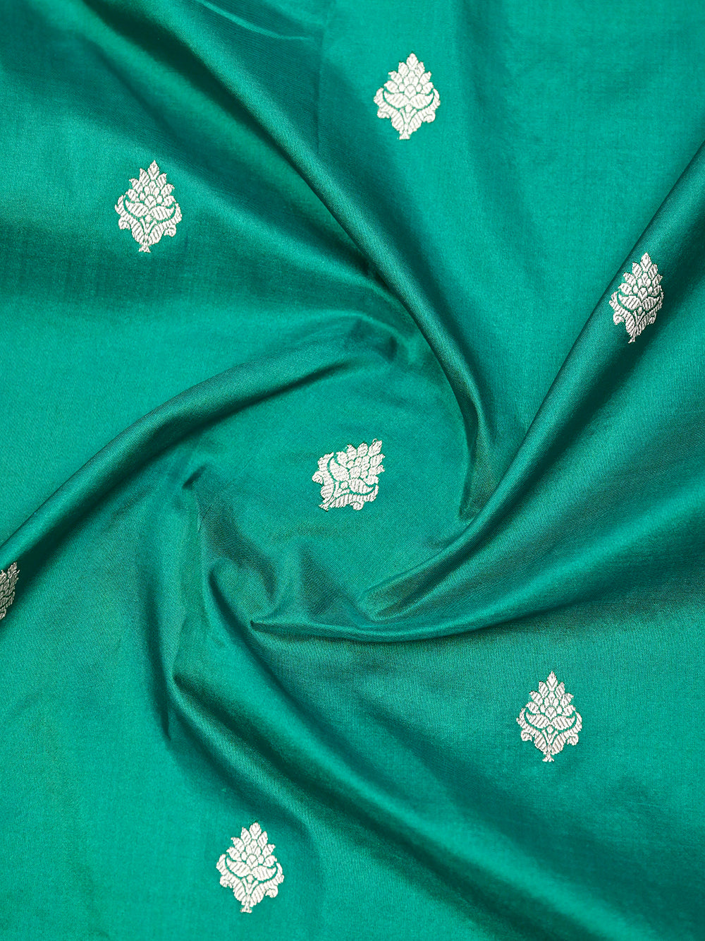 Green Booti Katan Silk Handloom Banarasi Dupatta - Sacred Weaves