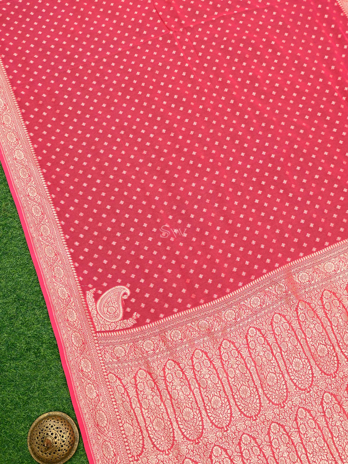 Pink Konia Khaddi Georgette Handloom Banarasi Saree - Sacred Weaves