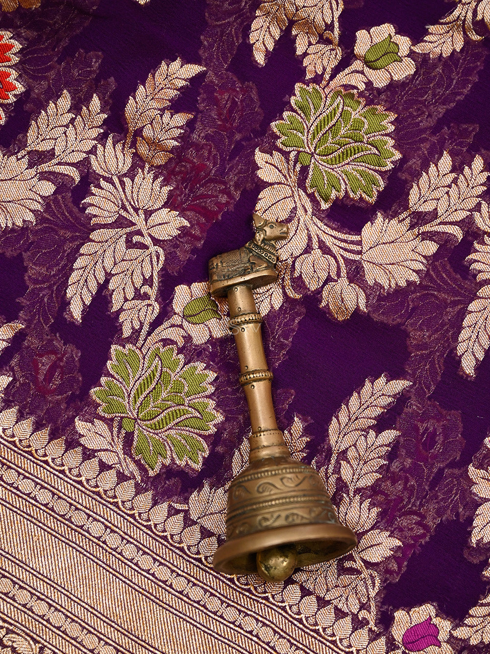 Dark Purple Meenakari Jaal Khaddi Georgette Handloom Banarasi Saree