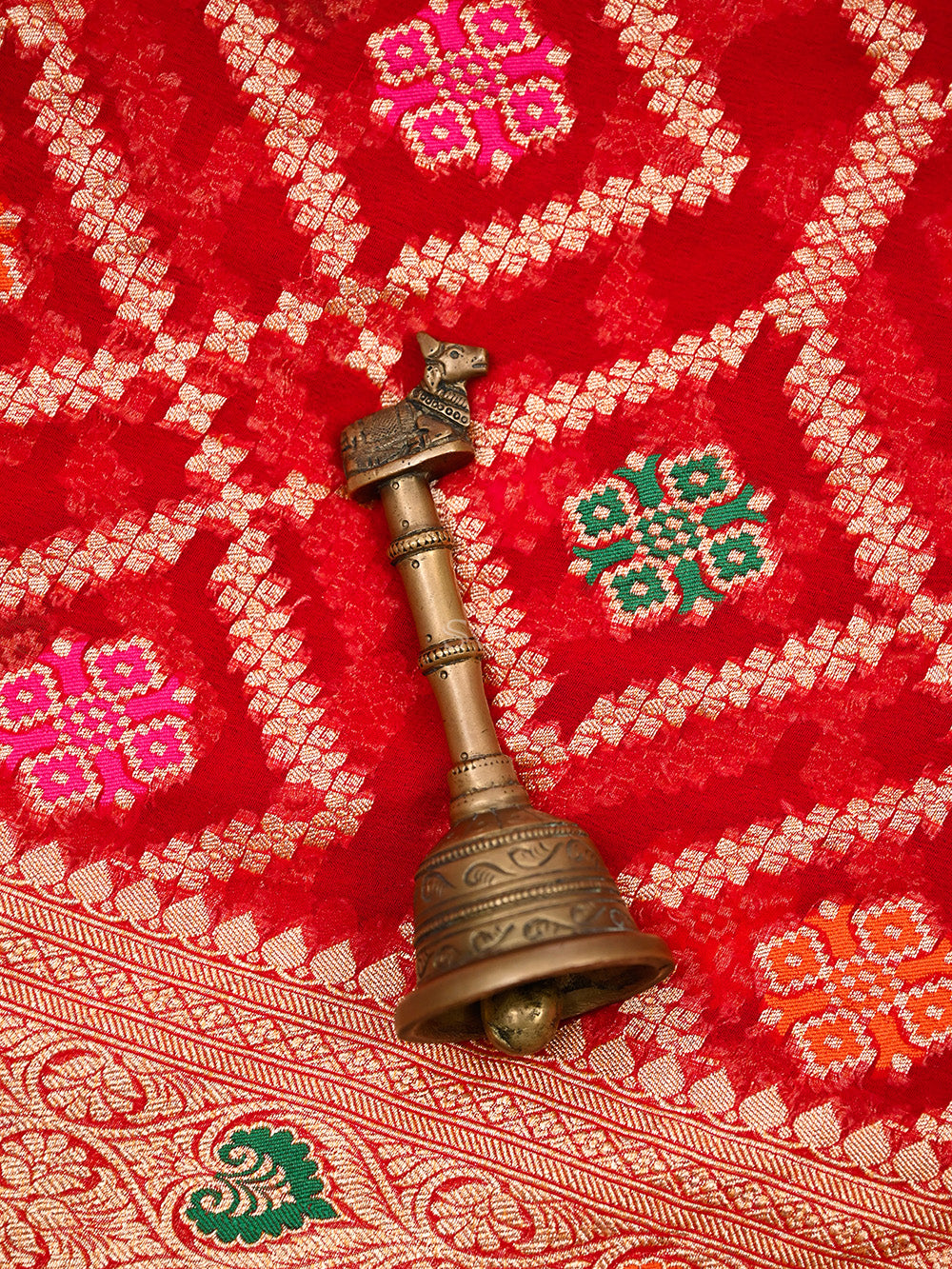 Red Meenakari Jaal Khaddi Georgette Handloom Banarasi Saree