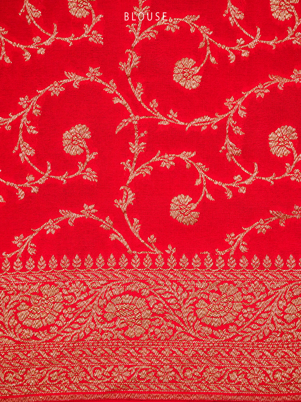 Red Plain Crepe Silk Handloom Banarasi Saree - Sacred Weaves