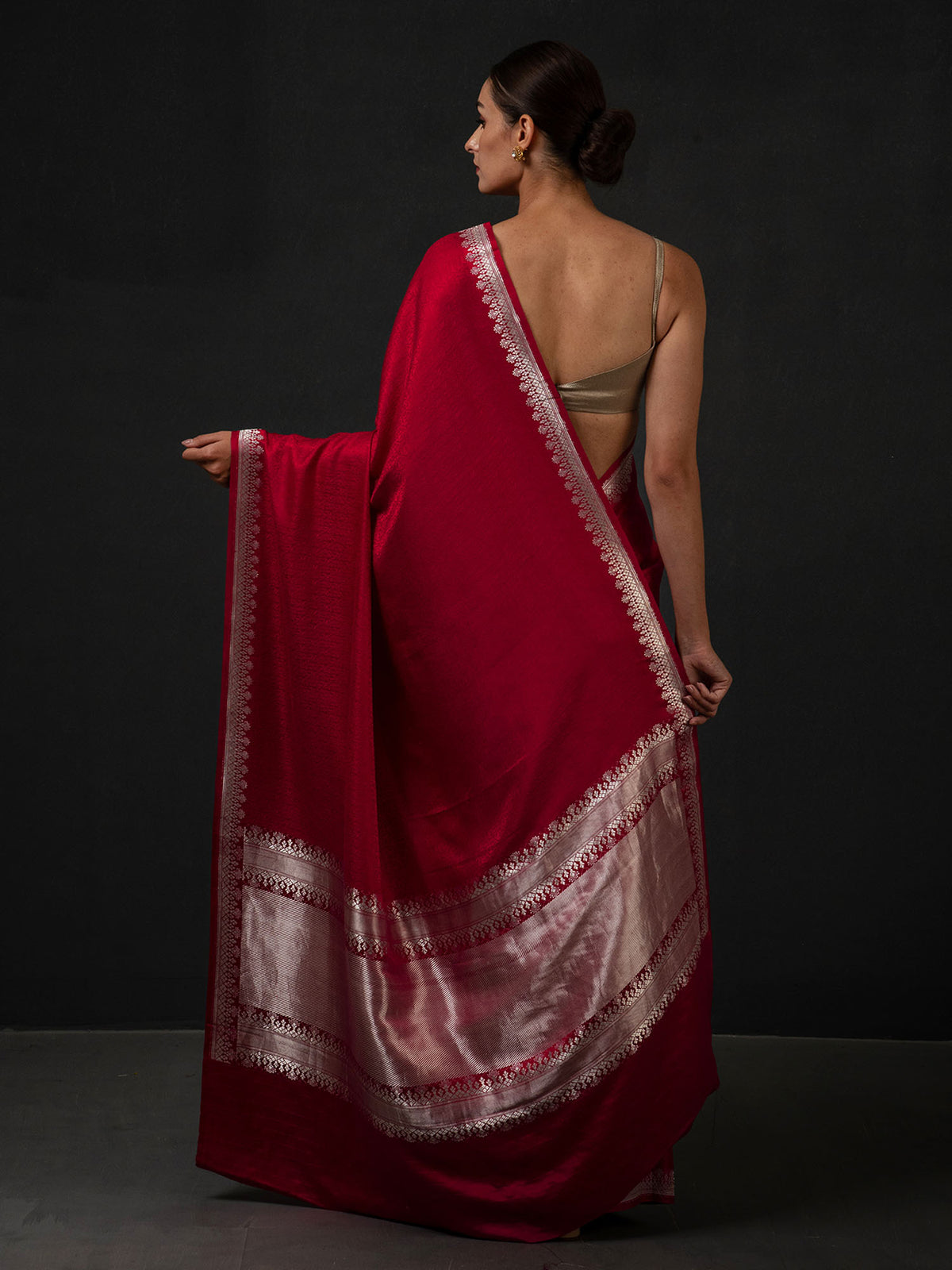 Red Satin Tanchoi Handloom Banarasi Saree - Sacred Weaves