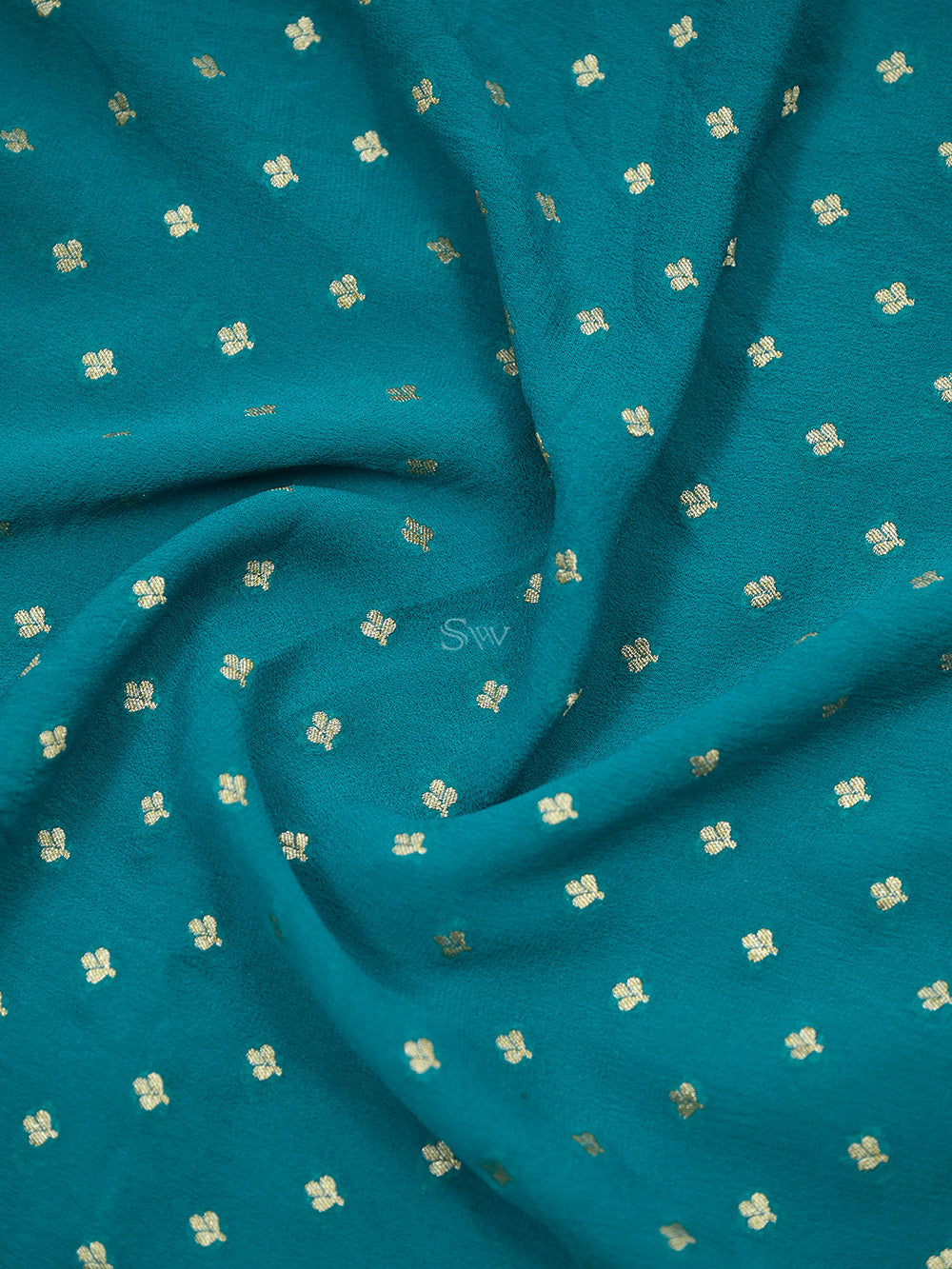 Turquoise Blue Bandhani Khaddi Georgette Handloom Banarasi Suit