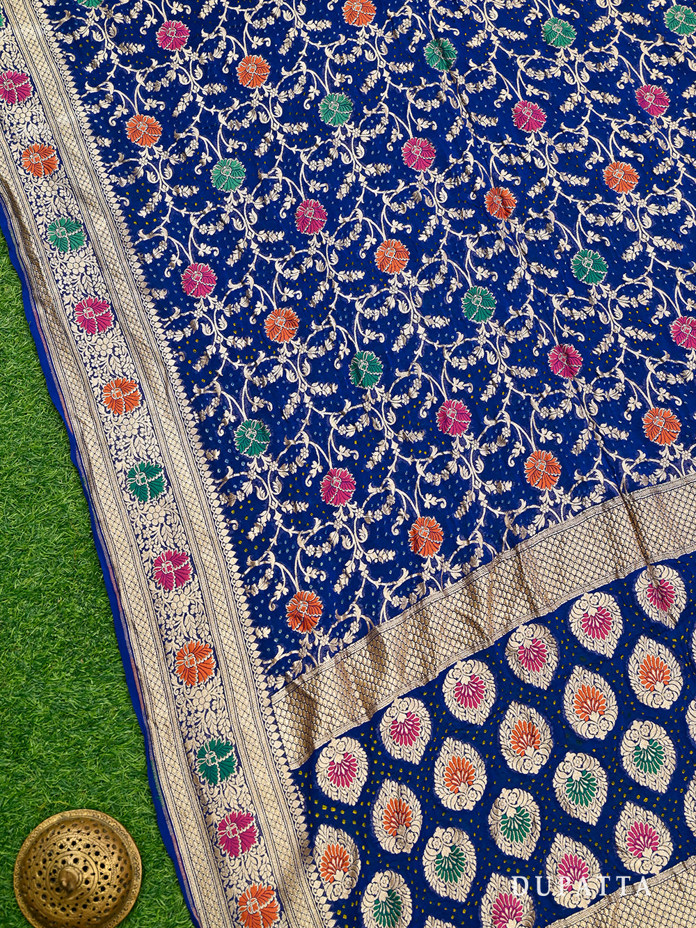 Royal Blue Bandhani Khaddi Georgette Handloom Banarasi Suit