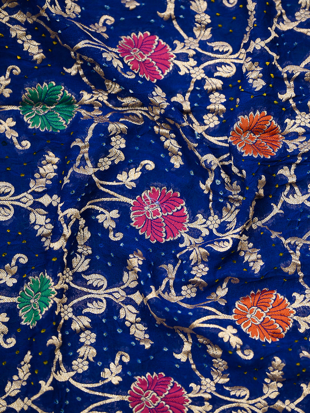 Royal Blue Bandhani Khaddi Georgette Handloom Banarasi Suit