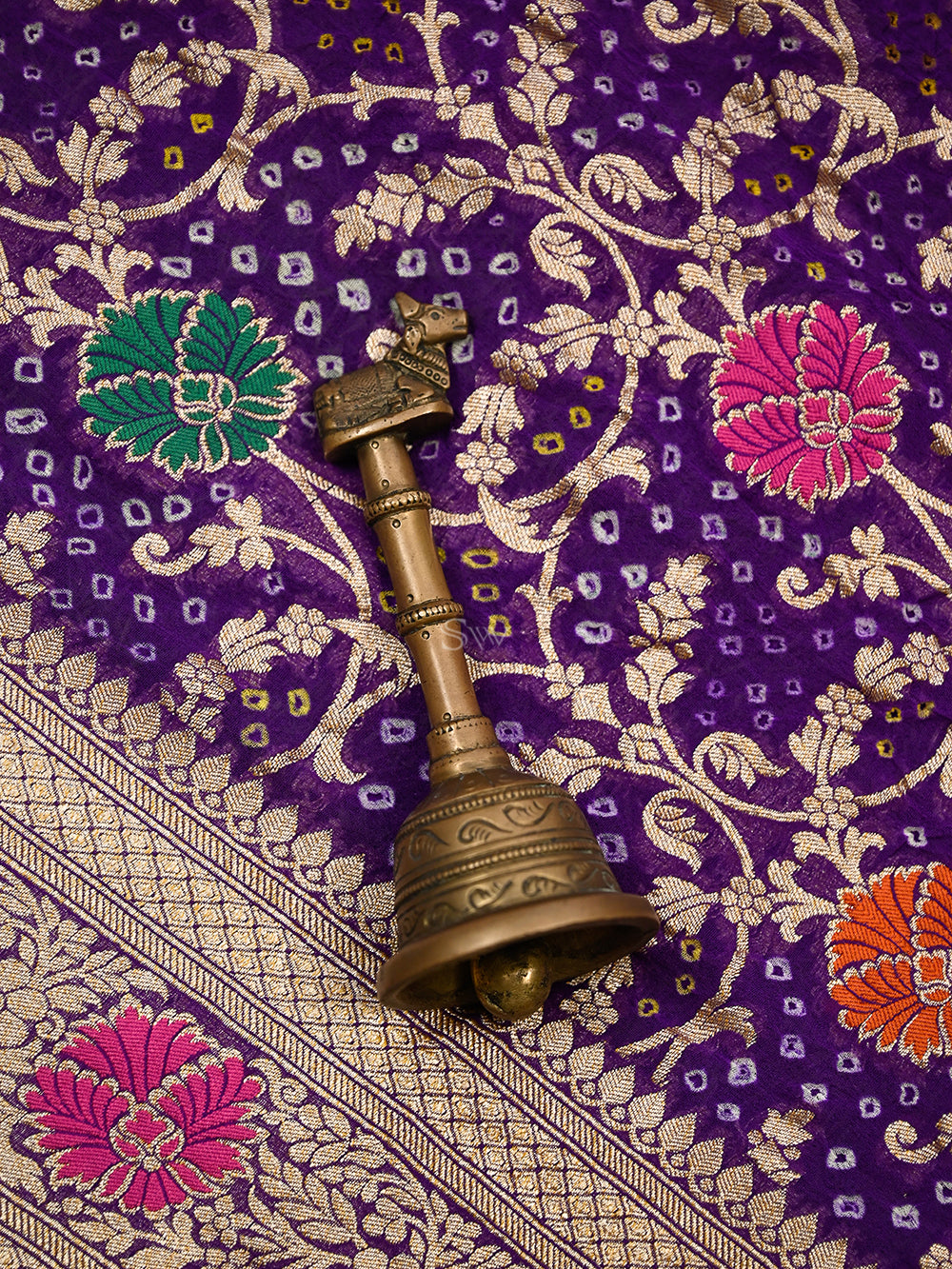 Purple Bandhani Khaddi Georgette Handloom Banarasi Suit