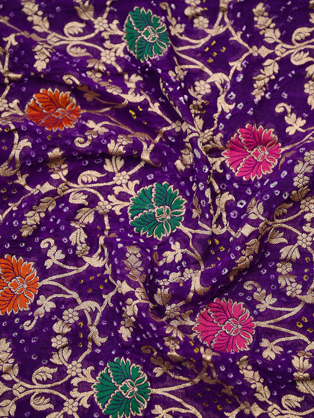 Purple Bandhani Khaddi Georgette Handloom Banarasi Suit