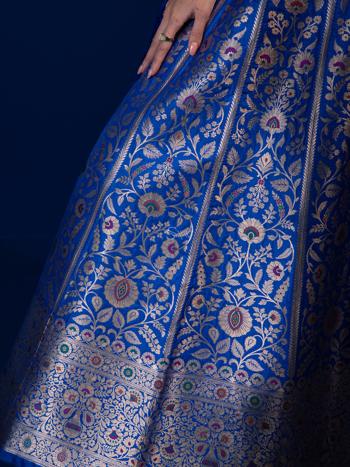 Royal Blue Meenakari Silk Handloom Banarasi Lehenga