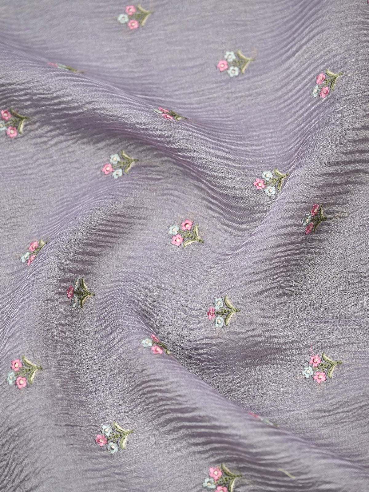 Pastel Mauve Meenakari Crush Tissue Silk Handloom Banarasi Suit