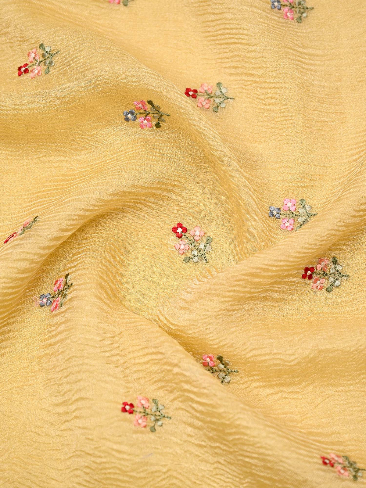 Pastel Yellow Meenakari Crush Tissue Silk Handloom Banarasi Suit