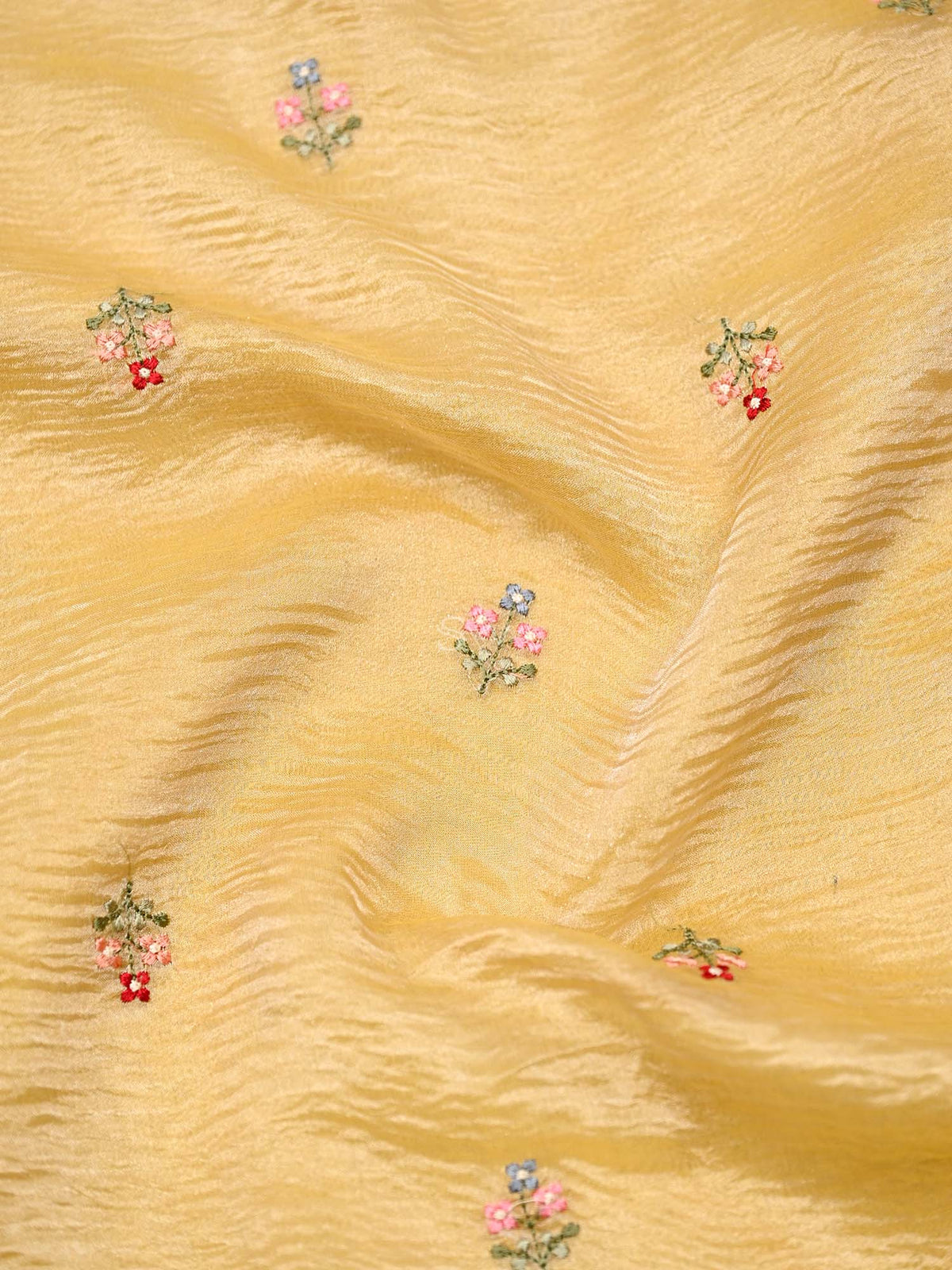 Pastel Yellow Meenakari Crush Tissue Silk Handloom Banarasi Suit