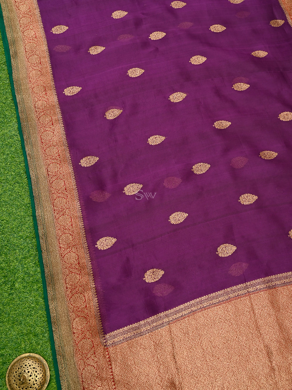 Purple Boota Organza Silk Handloom Banarasi Saree