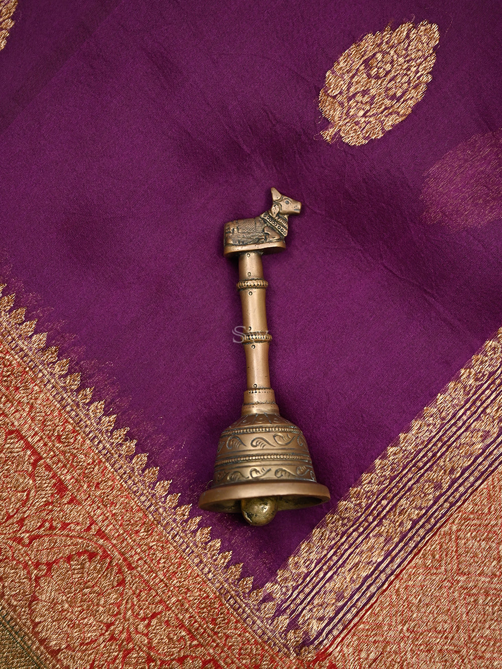 Purple Boota Organza Silk Handloom Banarasi Saree