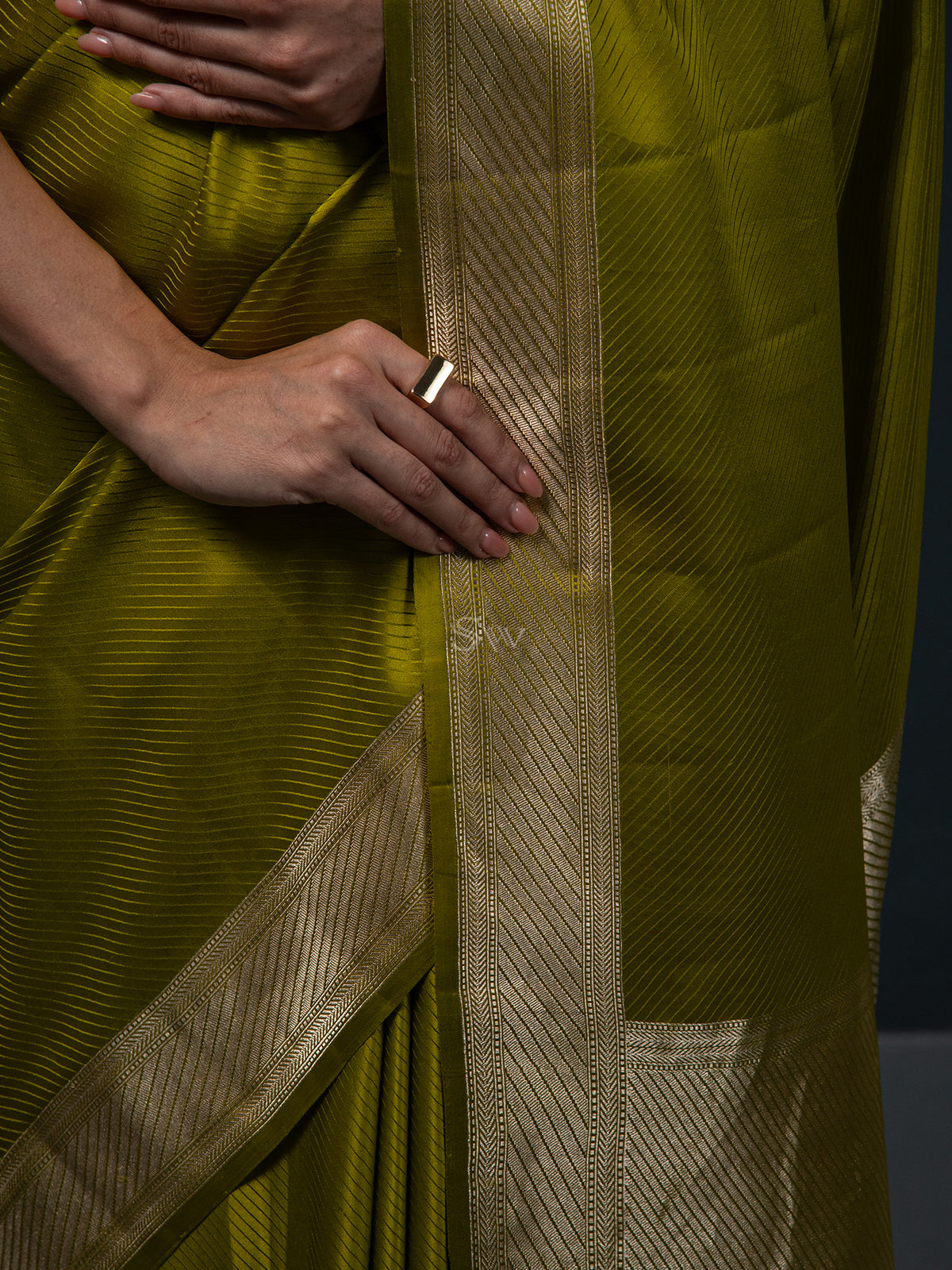 Yellow Green Satin Tanchoi Handloom Banarasi Saree - Sacred Weaves