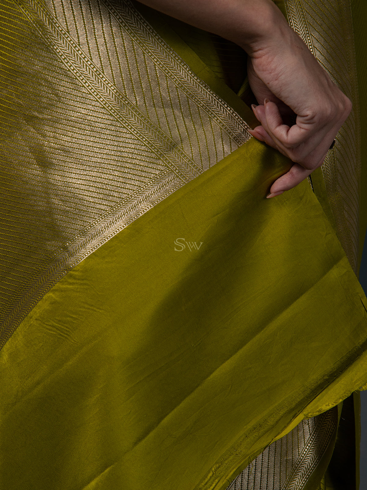 Yellow Green Satin Tanchoi Handloom Banarasi Saree - Sacred Weaves