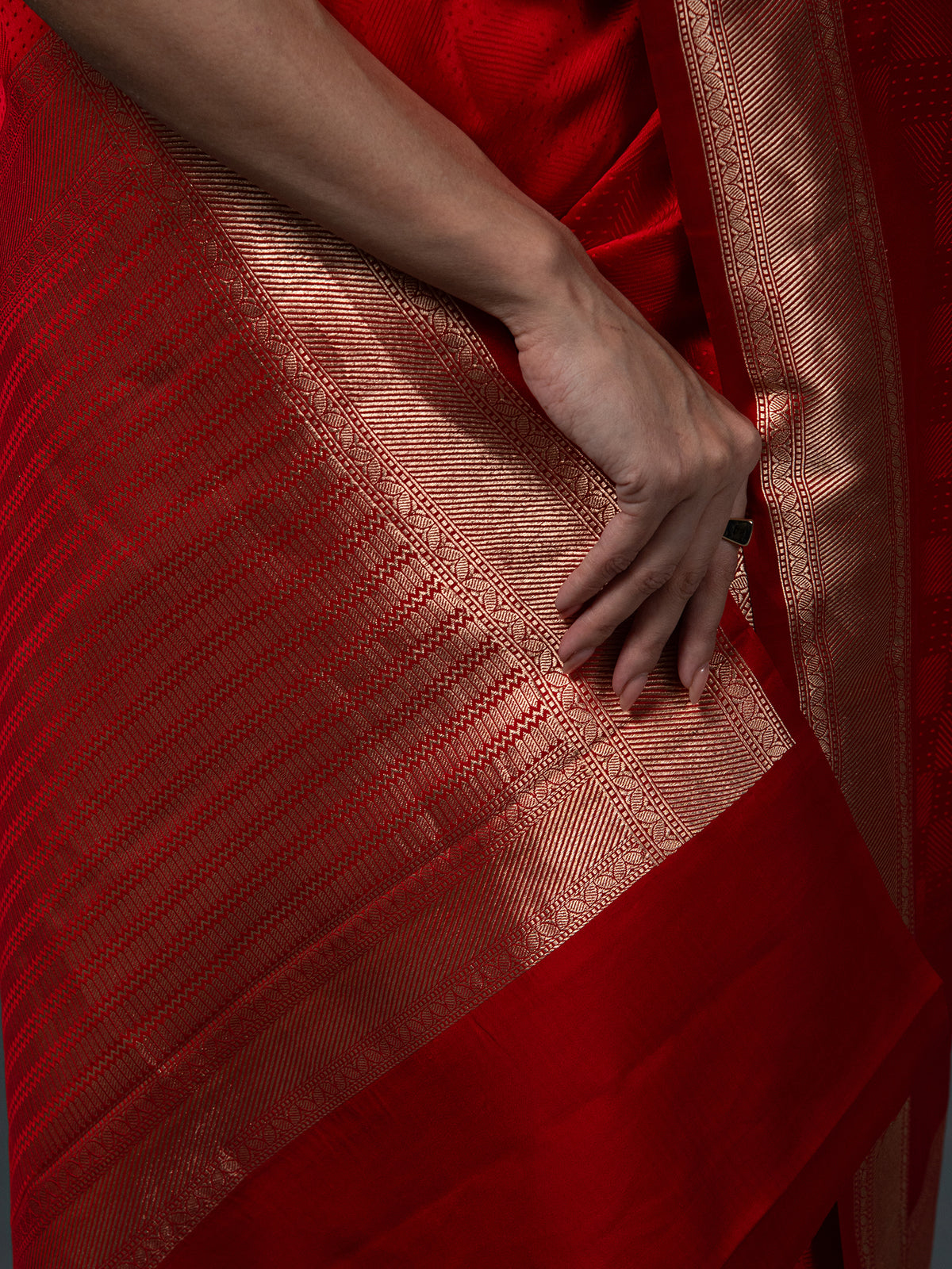 Red Satin Tanchoi Handloom Banarasi Saree - Sacred Weaves